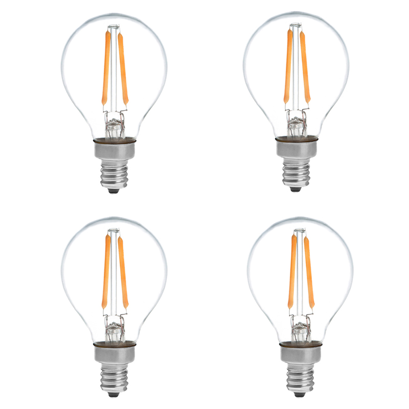 G14 E12 2W LED Vintage Antique Filament Light Bulb, 25W Equivalent, 4-Pack, AC100-130V or 220-240V